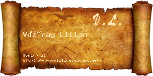 Váray Lilian névjegykártya